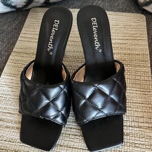 Black Quilted Women's Mules